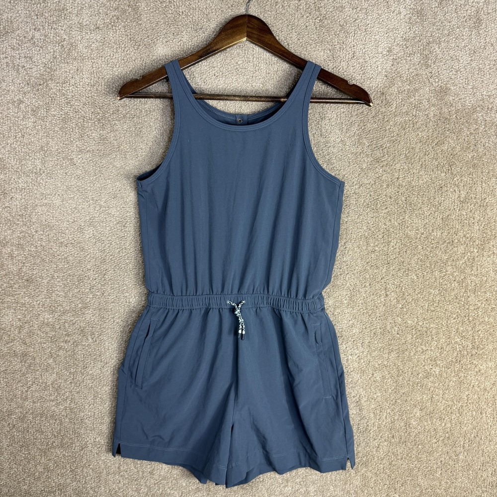 Athleta‎ Girl Romper Girls XL 14 Blue Sleeveless Drawstring Waist Pockets Active